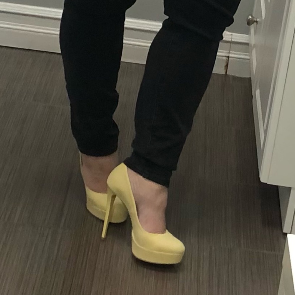 Handmade designer Moyo platform pumps never worn